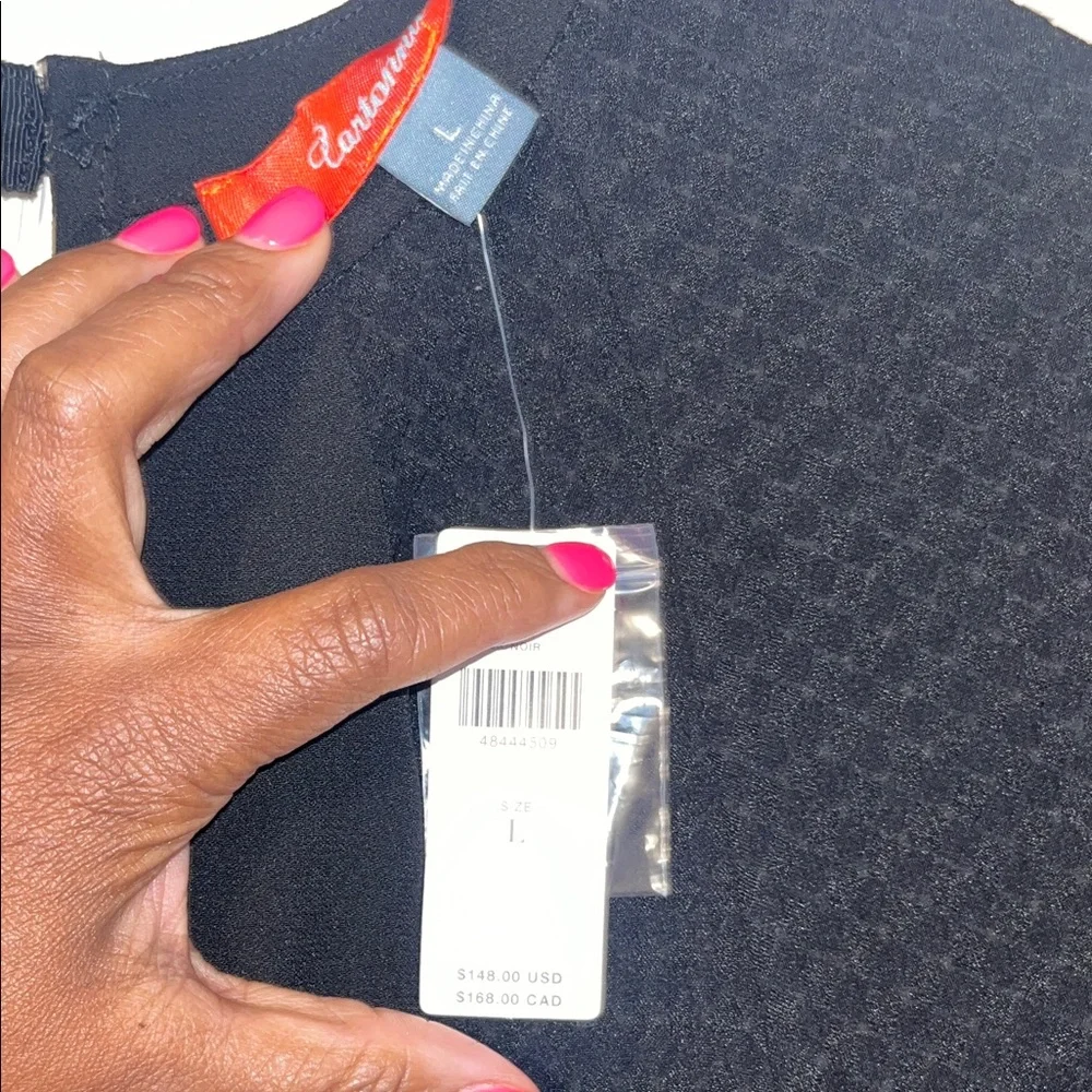 Anthropologie Black Textured Short Sleeve Dress - Picture 3 of 9